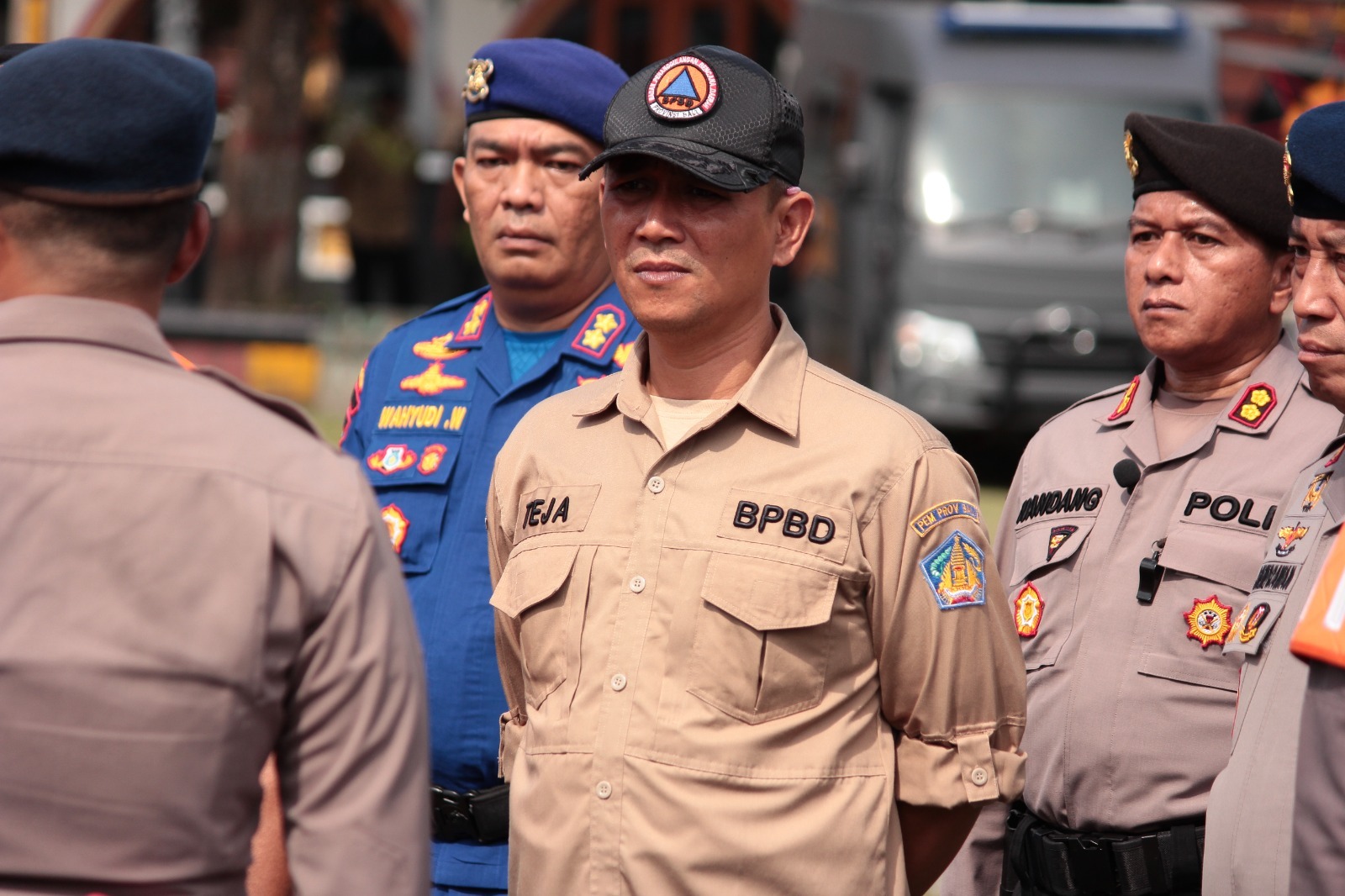 Petugas BPBD Bali mengikuti Apel Siaga Bencana Hidrometeorologi 2025–2026 untuk meningkatkan kesiapsiagaan menghadapi cuaca ekstrem.